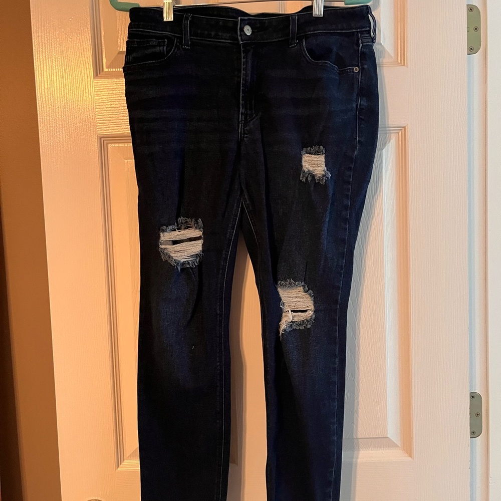 Old Navy Dark Blue Distressed Skinny Jeans